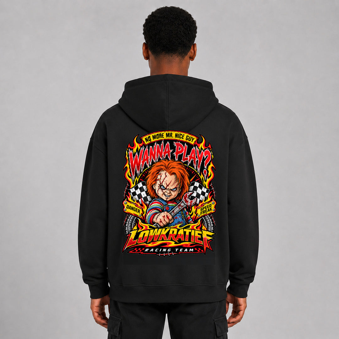 LOWKRATIEF Wanna Play? Oversize-Hoodie mit Backprint