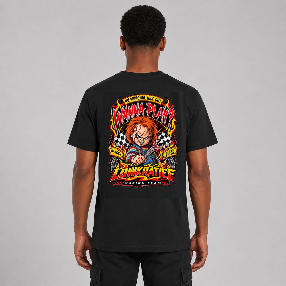 LOWKRATIEF Wanna Play? T-Shirt mit Backprint
