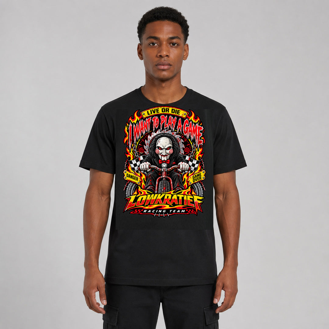 LOWKRATIEF Play A Game T-Shirt mit Frontprint