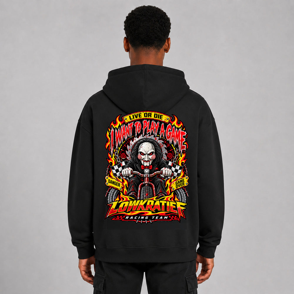 LOWKRATIEF Play A Game Oversize-Hoodie mit Backprint