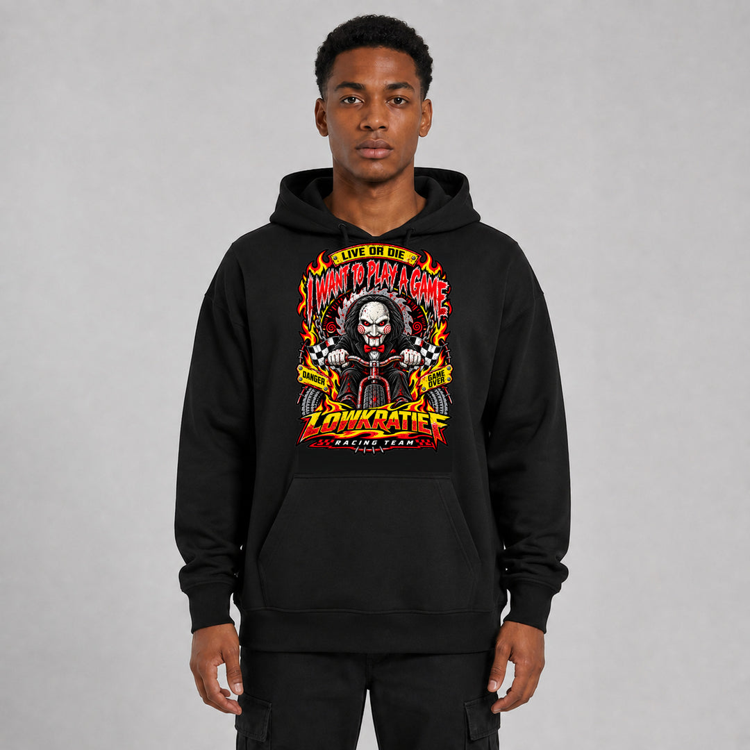 LOWKRATIEF Play A Game Oversize-Hoodie mit Frontprint