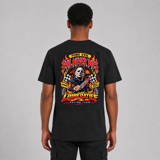 LOWKRATIEF Evil Never Dies T-Shirt mit Backprint