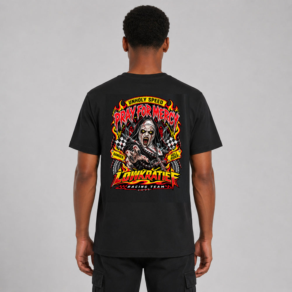 LOWKRATIEF Pray For Mercy T-Shirt mit Backprint