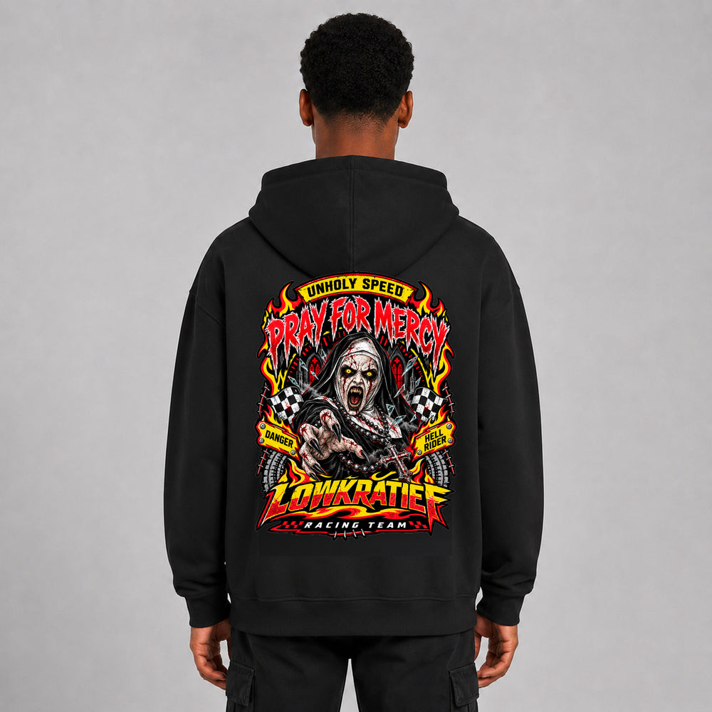 LOWKRATIEF Pray For Mercy Oversize-Hoodie mit Backprint