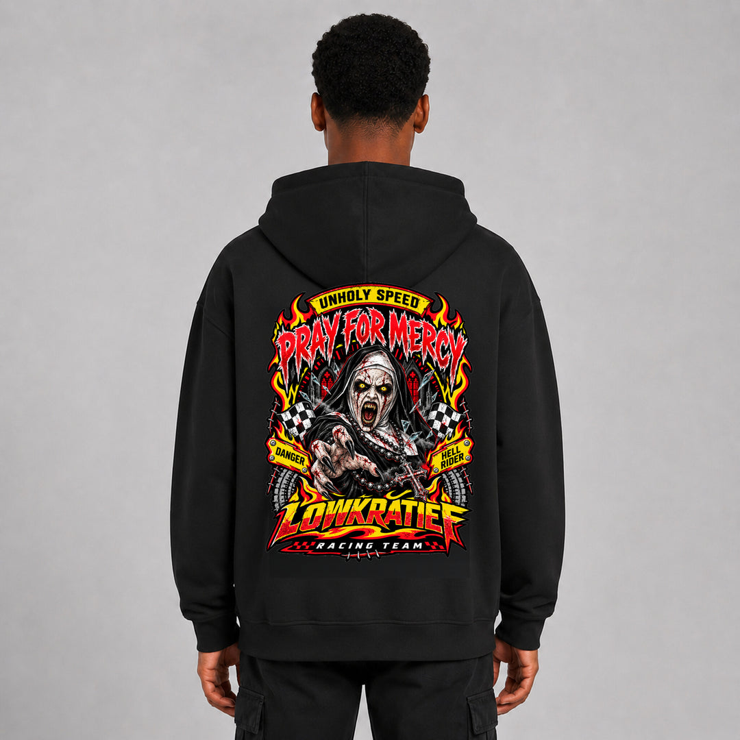 LOWKRATIEF Pray For Mercy Oversize-Hoodie mit Backprint