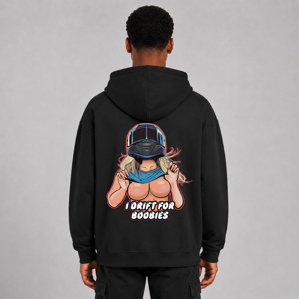 LOWKRATIEF I Drift for Boobies Oversize-Hoodie – Rückansicht