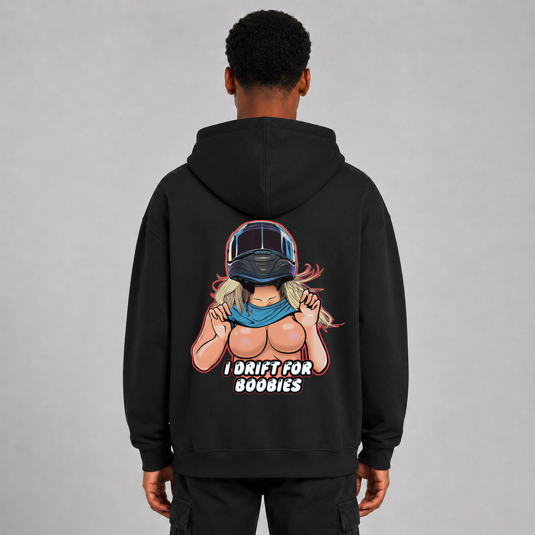 LOWKRATIEF I Drift for Boobies Oversize-Hoodie – Rückansicht