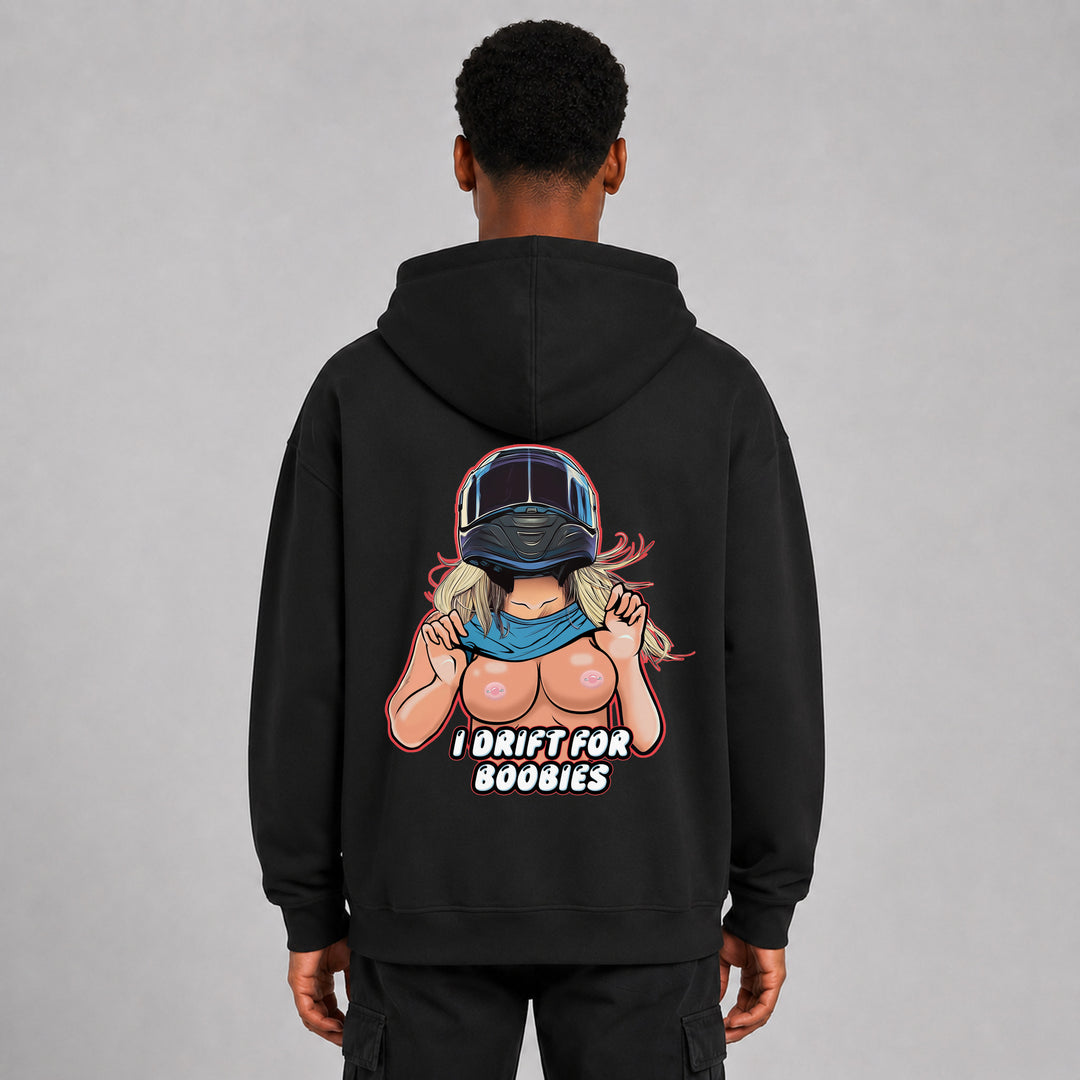 LOWKRATIEF I Drift for Boobies Oversize-Hoodie – Rückansicht