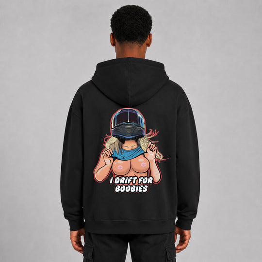 LOWKRATIEF I Drift for Boobies Oversize-Hoodie – Rückansicht