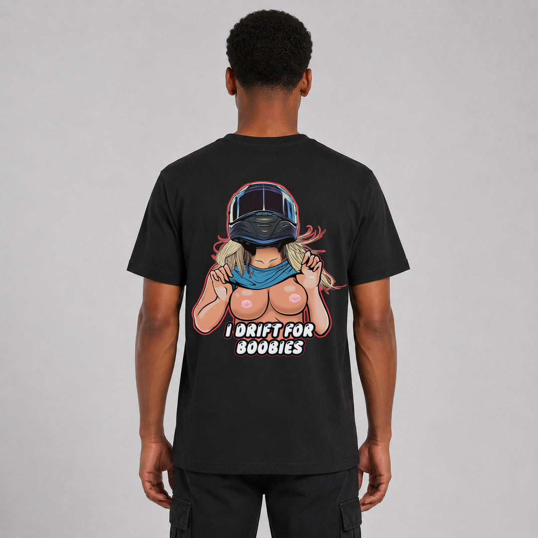 LOWKRATIEF I Drift for Boobies T-Shirt – Rückansicht