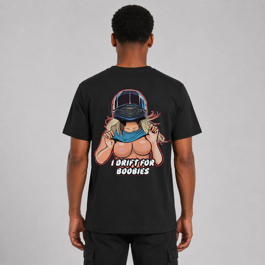 LOWKRATIEF I Drift for Boobies T-Shirt – Rückansicht