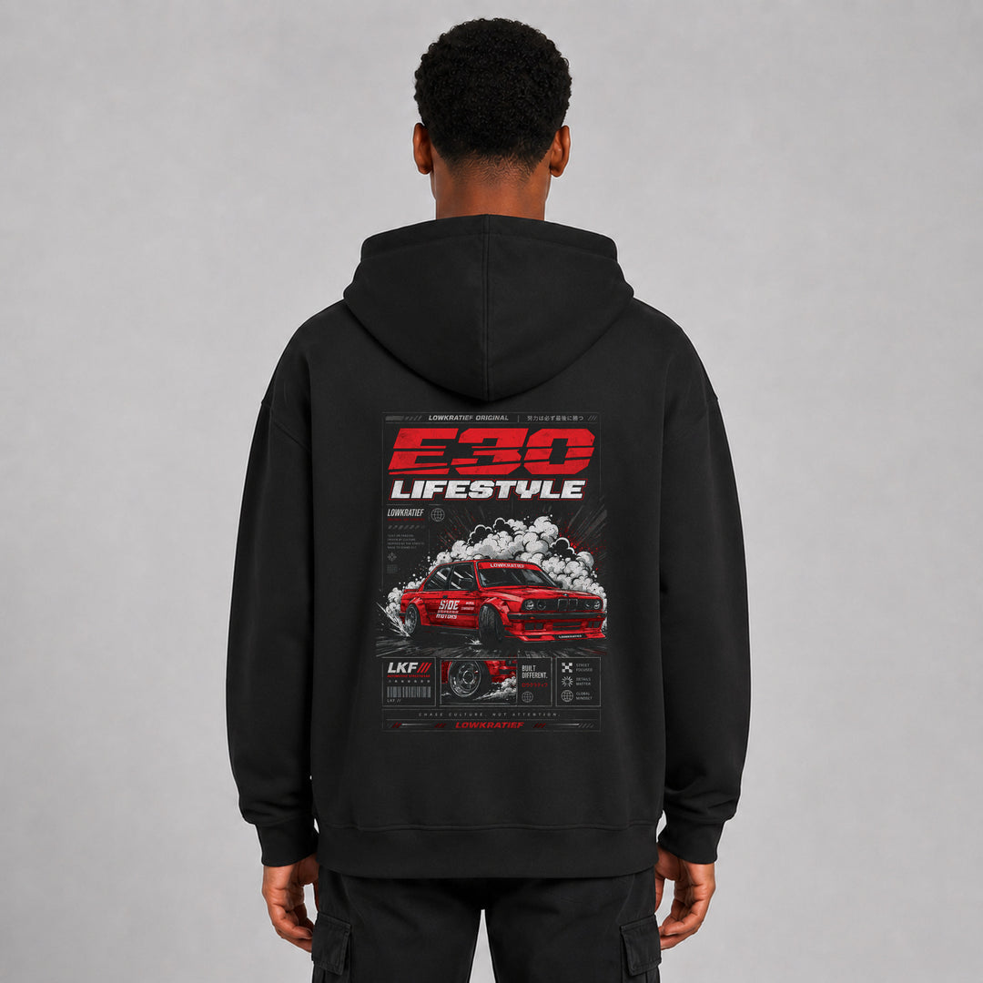 LOWKRATIEF E30 Lifestyle Oversize-Hoodie mit Backprint