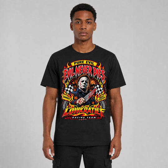 Evil Never Dies T-Shirt Vorderseite – Lowkratief