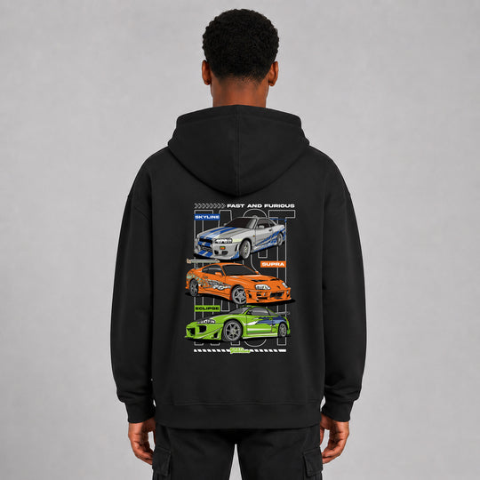 LOWKRATIEF Fast &amp; Furious 3 Legends Oversize-Hoodie mit Backprint