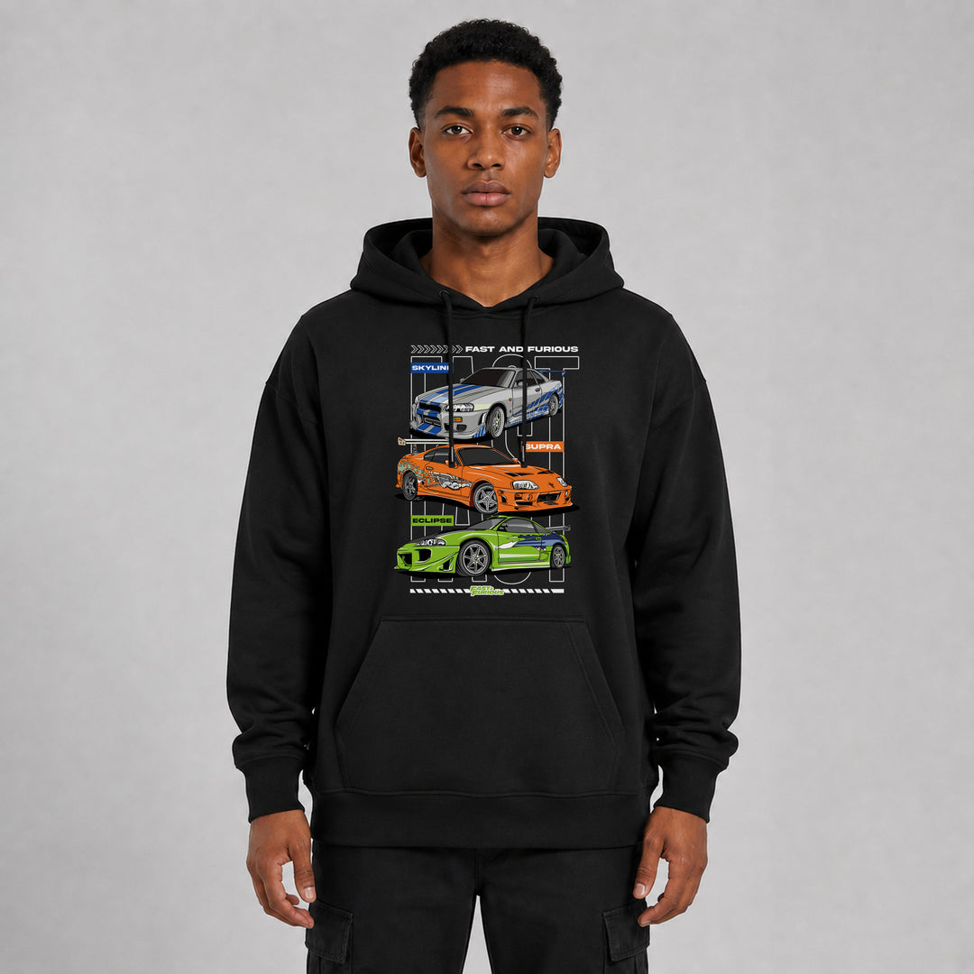 LOWKRATIEF Fast &amp; Furious 3 Legends Oversize-Hoodie mit Frontprint