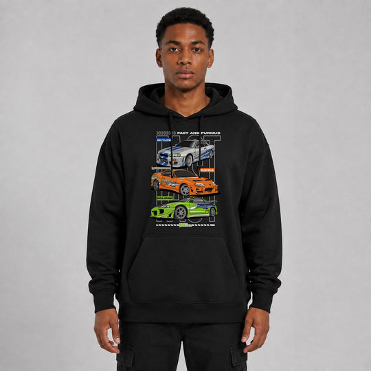 LOWKRATIEF Fast &amp; Furious 3 Legends Oversize-Hoodie mit Frontprint