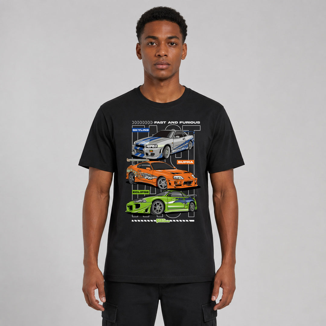 LOWKRATIEF Fast &amp; Furious 3 Legends T-Shirt mit Frontprint