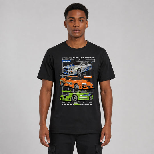 LOWKRATIEF Fast &amp; Furious 3 Legends T-Shirt mit Frontprint