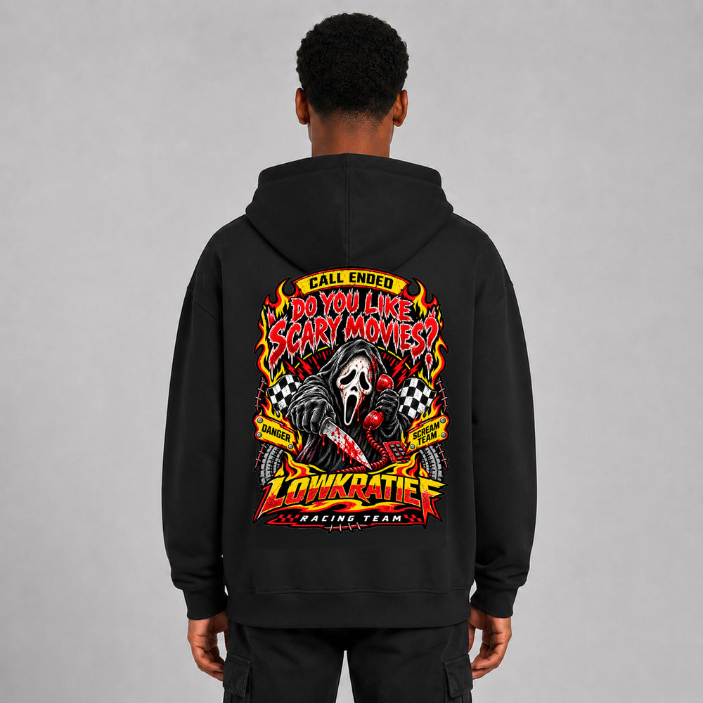 LOWKRATIEF Scary Movies Oversize-Hoodie mit Backprint
