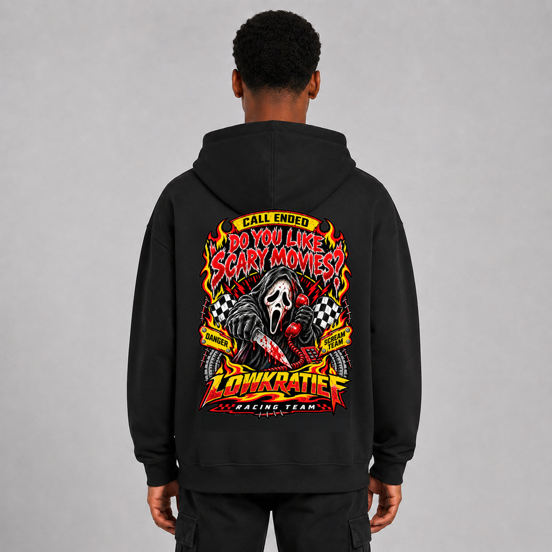 LOWKRATIEF Scary Movies Oversize-Hoodie mit Backprint