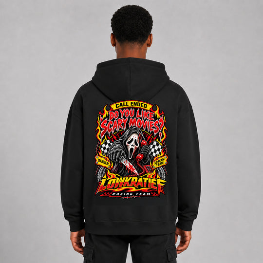 LOWKRATIEF Scary Movies Oversize-Hoodie mit Backprint