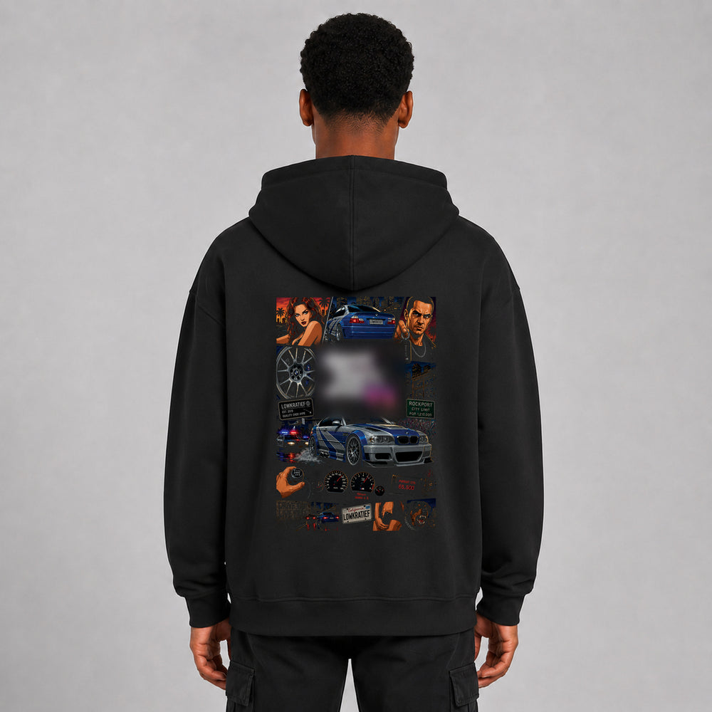 LOWKRATIEF Grand Theft Tuning VI M3 Oversize-Hoodie mit Backprint