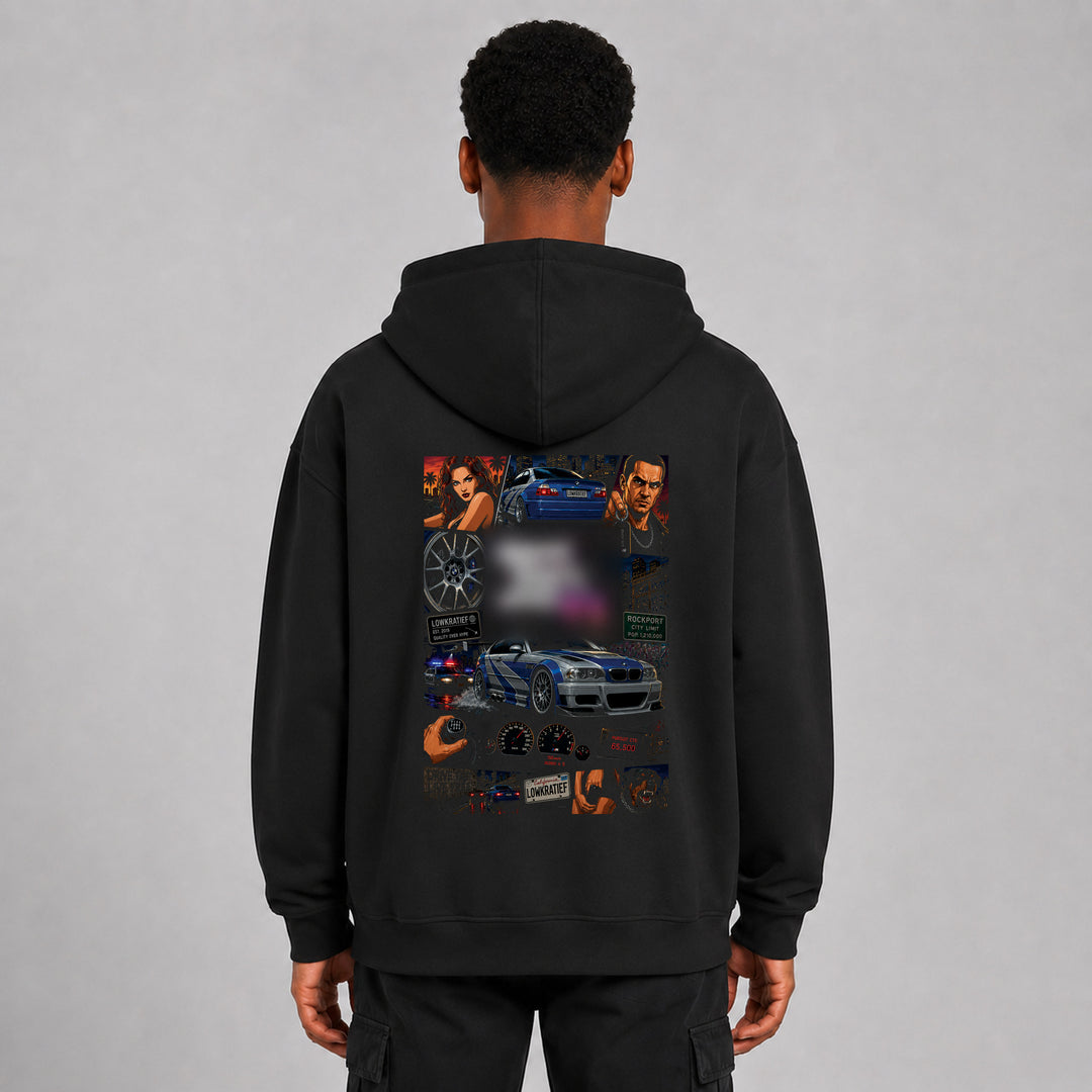LOWKRATIEF Grand Theft Tuning VI M3 Oversize-Hoodie mit Backprint