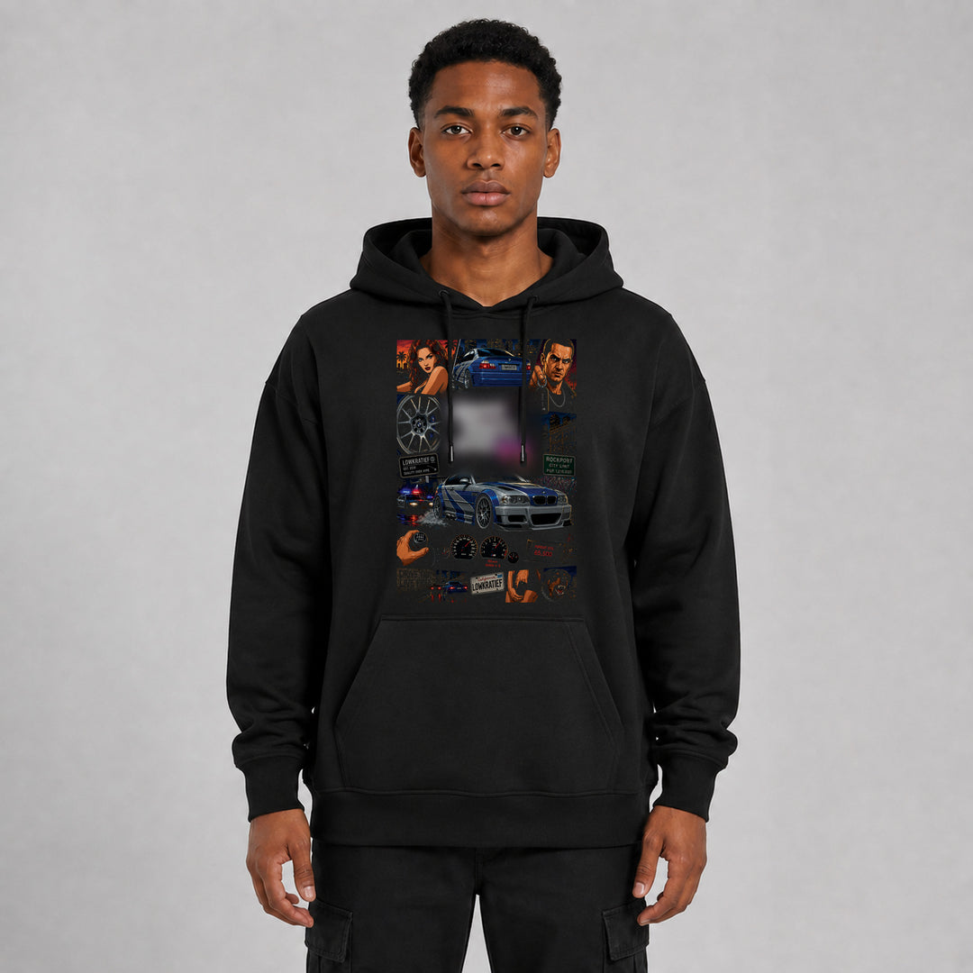 LOWKRATIEF Grand Theft Tuning VI M3 Oversize-Hoodie mit Frontprint