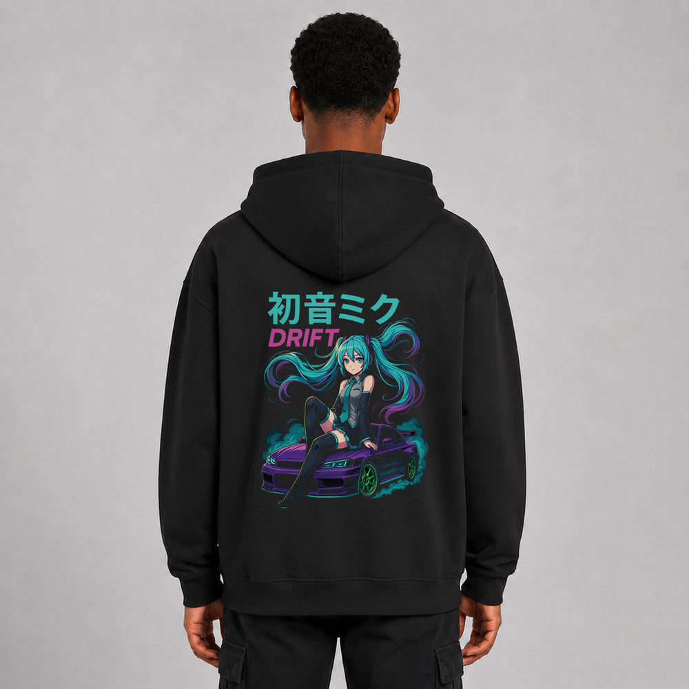 LOWKRATIEF Hatsune Drift R34 Oversize-Hoodie mit Backprint