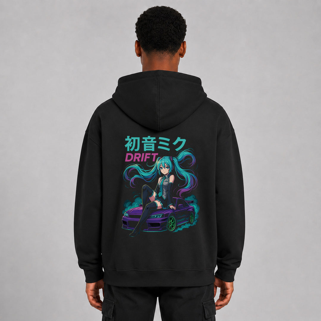 LOWKRATIEF Hatsune Drift R34 Oversize-Hoodie mit Backprint