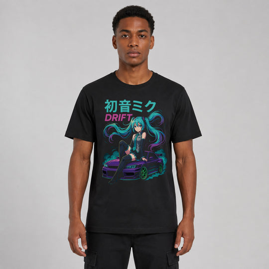 LOWKRATIEF Hatsune Drift R34 T-Shirt mit Frontprint