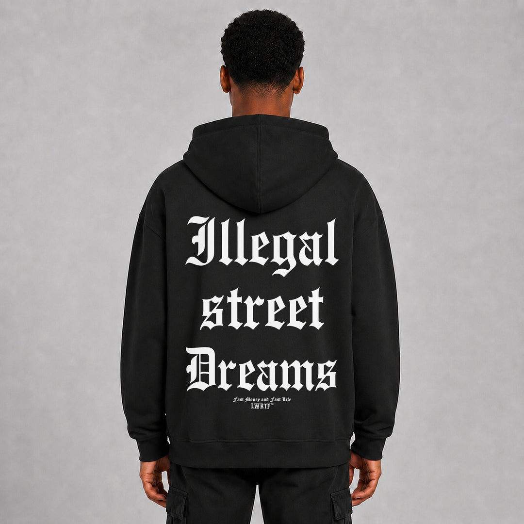 LOWKRATIEF Illegal street Dreams Oversize-Hoodie – Rückansicht