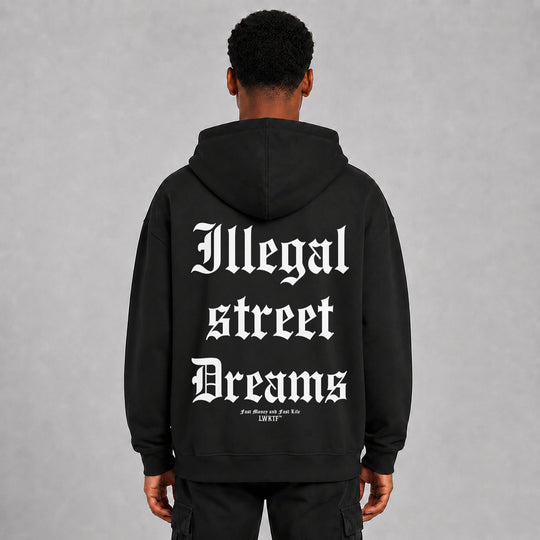 LOWKRATIEF Illegal street Dreams Oversize-Hoodie – Rückansicht