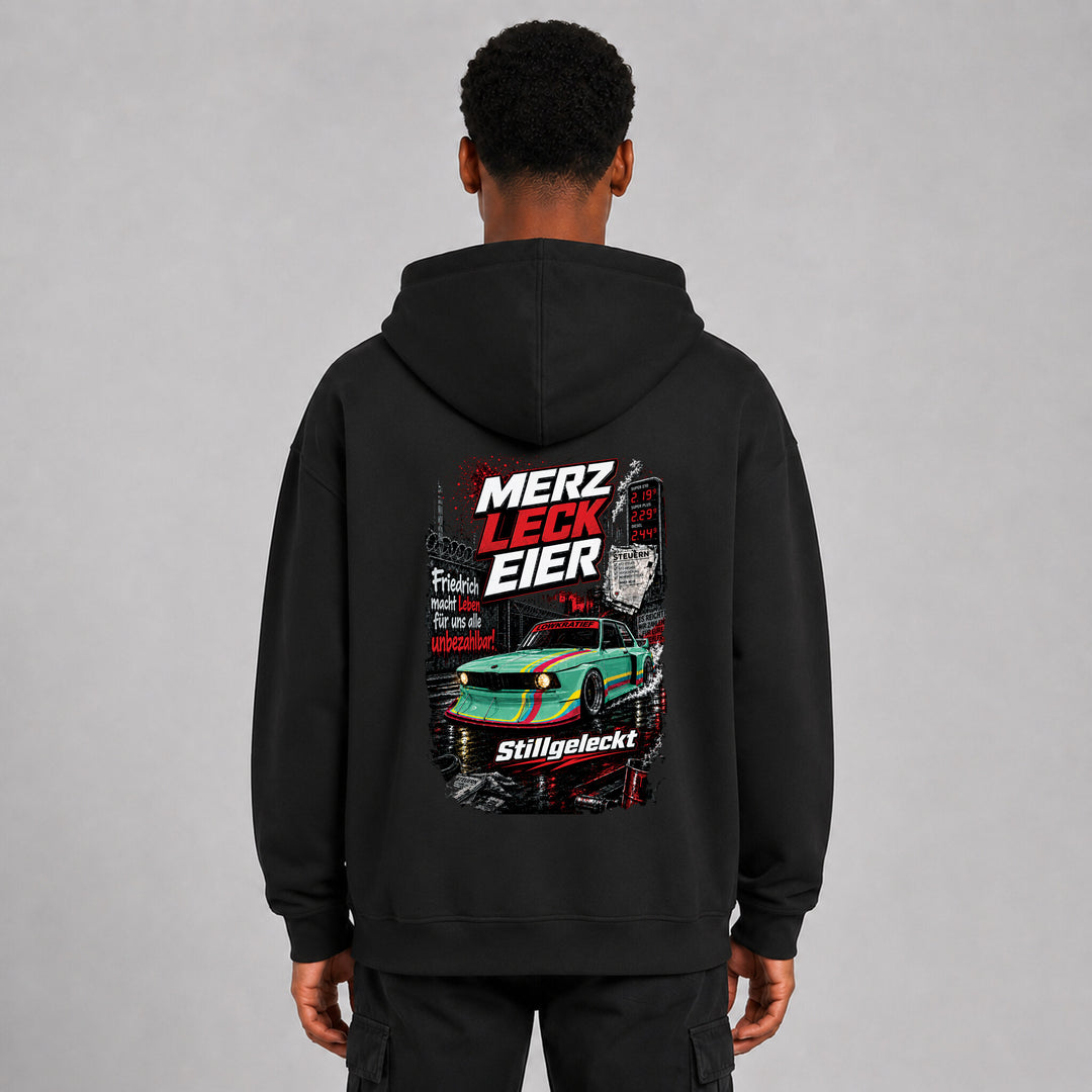 LOWKRATIEF Leck Eier Oversize-Hoodie mit Backprint