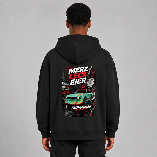 LOWKRATIEF Leck Eier Oversize-Hoodie mit Backprint
