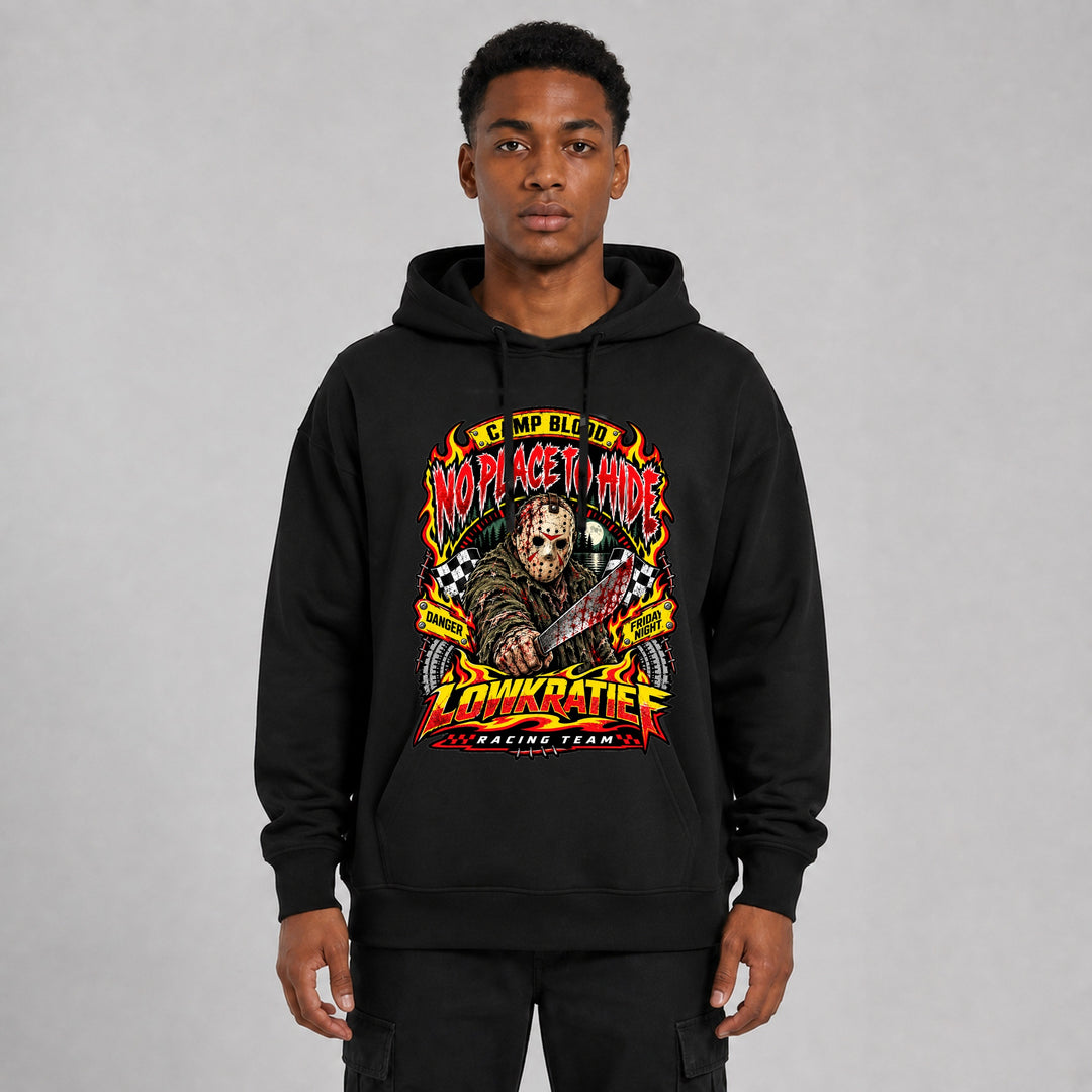 No Place to Hide Oversize-Hoodie Vorderseite – Lowkratief