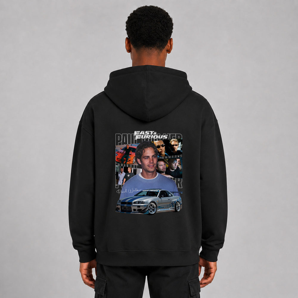 LOWKRATIEF Paul Walker R34 Tribute Oversize-Hoodie mit Backprint