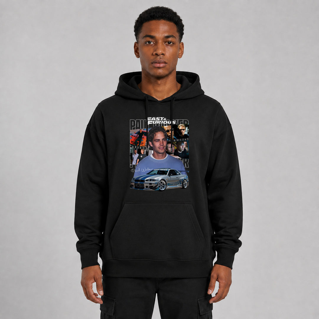 LOWKRATIEF Paul Walker R34 Tribute Oversize-Hoodie mit Frontprint