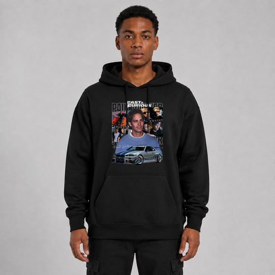 LOWKRATIEF Paul Walker R34 Tribute Oversize-Hoodie mit Frontprint