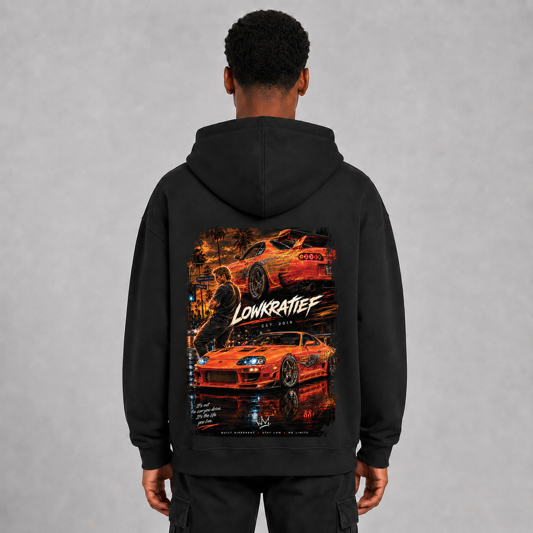 LOWKRATIEF Paul Walker Supra Tribute Oversize-Hoodie mit Backprint