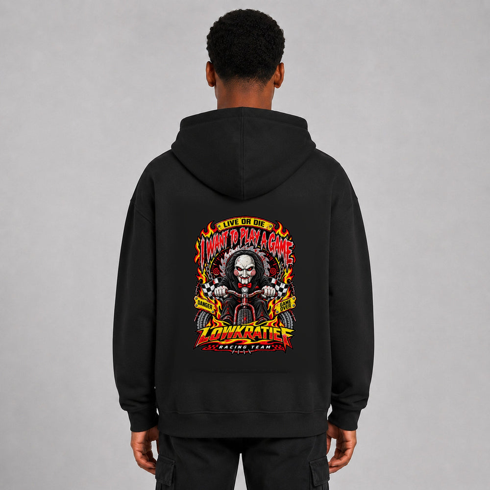 LOWKRATIEF I Want to Play a Game Oversize-Hoodie mit korrigiertem Backprint