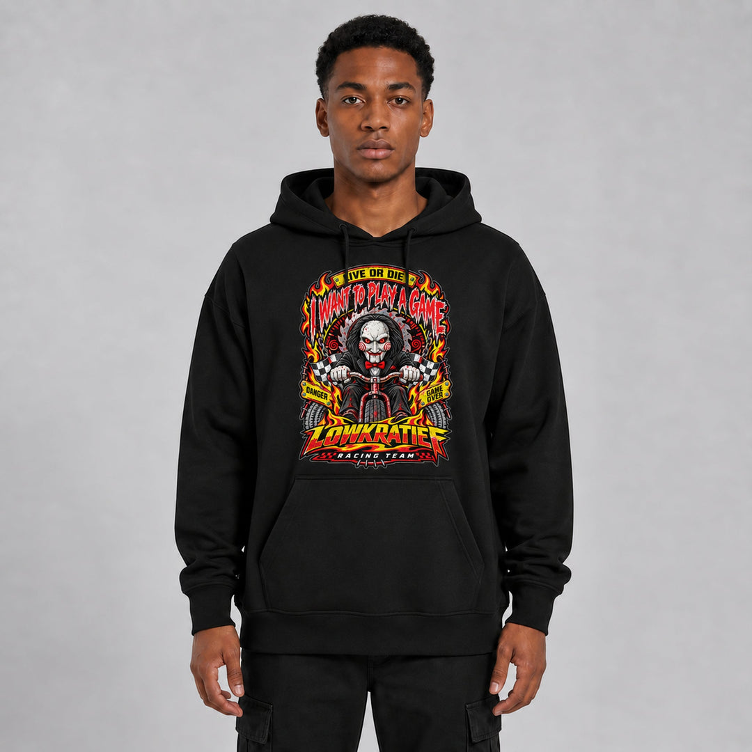 LOWKRATIEF I Want to Play a Game Oversize-Hoodie mit Frontprint