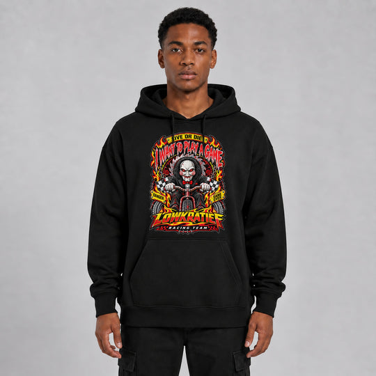 LOWKRATIEF I Want to Play a Game Oversize-Hoodie mit Frontprint