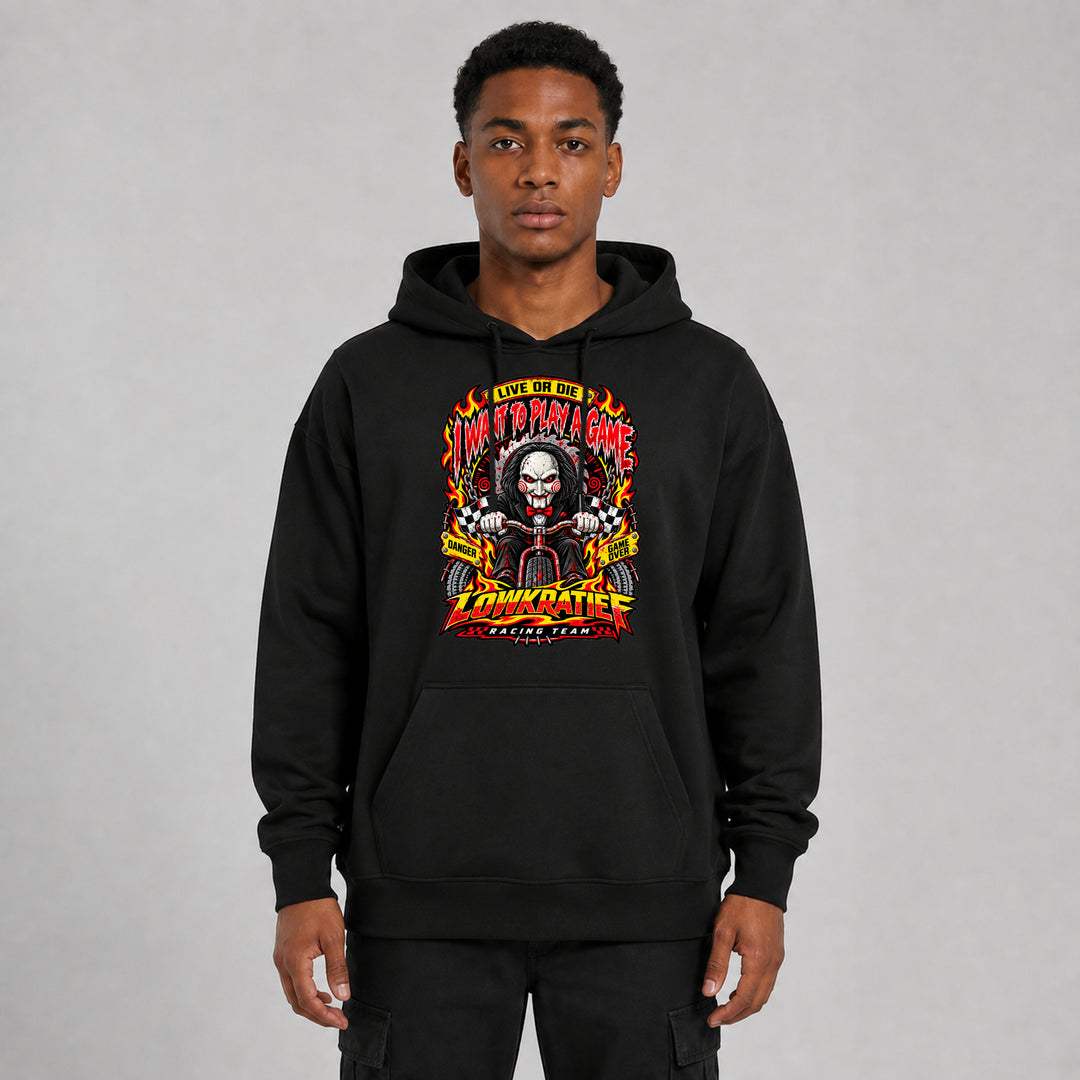 I Want to Play a Game Oversize-Hoodie Vorderseite – Lowkratief