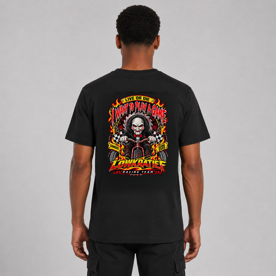 LOWKRATIEF I Want to Play a Game T-Shirt mit korrigiertem Backprint