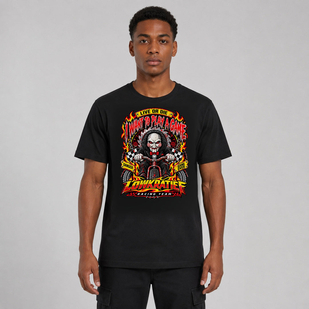 LOWKRATIEF I Want to Play a Game T-Shirt mit korrigiertem Frontprint