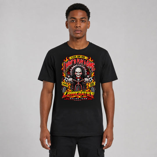 LOWKRATIEF I Want to Play a Game T-Shirt mit korrigiertem Frontprint