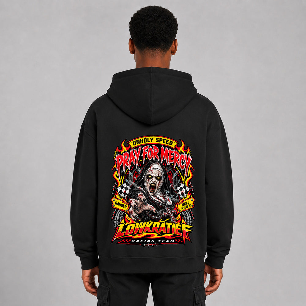 Pray for Mercy Oversize-Hoodie Rückseite – Lowkratief