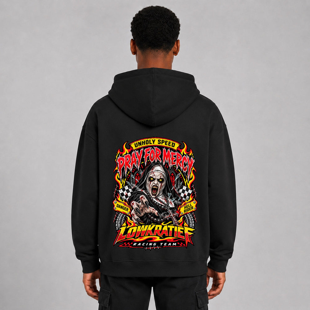 Pray for Mercy Oversize-Hoodie Rückseite – Lowkratief