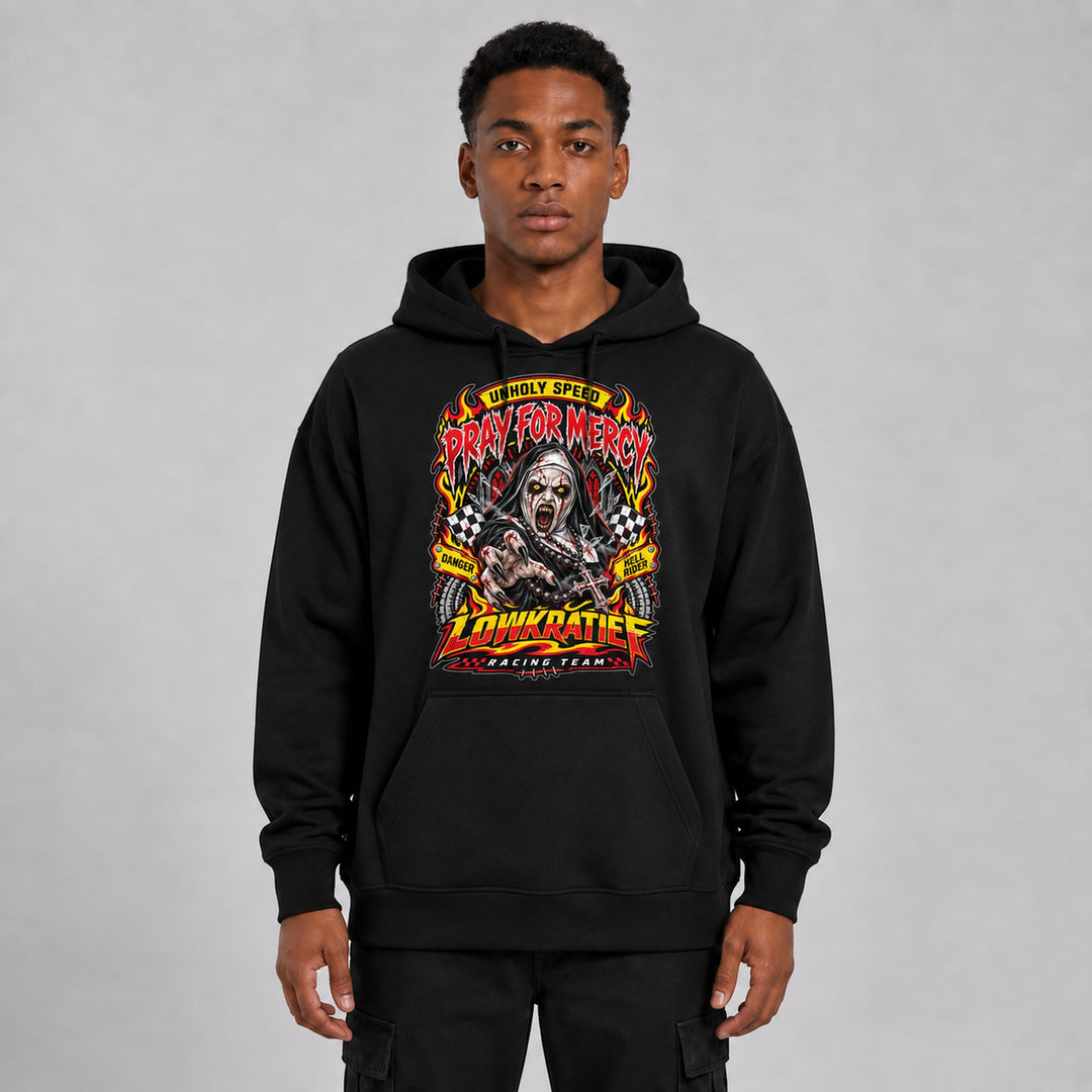 LOWKRATIEF Pray for Mercy Oversize-Hoodie mit Frontprint